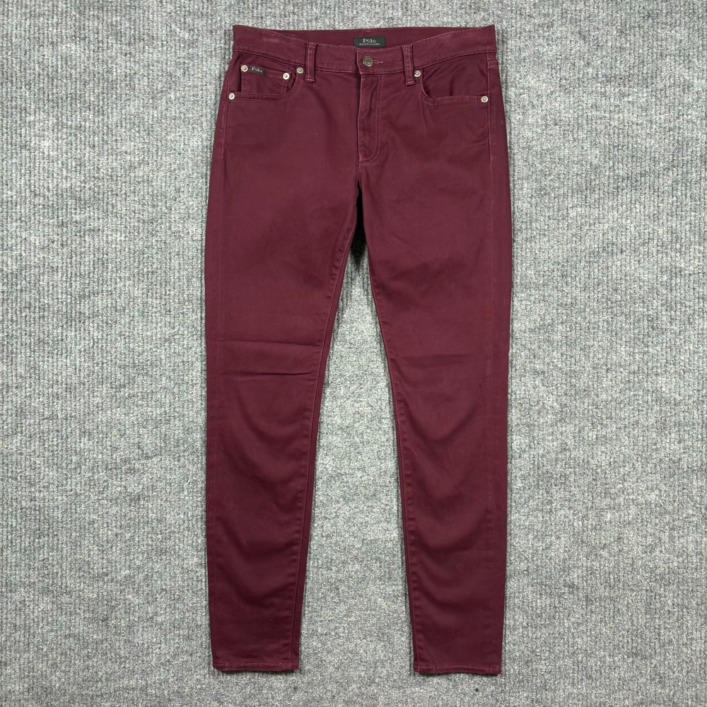 Polo‎ Ralph Lauren Tompkins Skinny Jeans Womens Size 29 Maroon Stretch Mid Rise